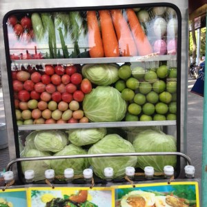 Bang saen vegetables and fruit in cabinet